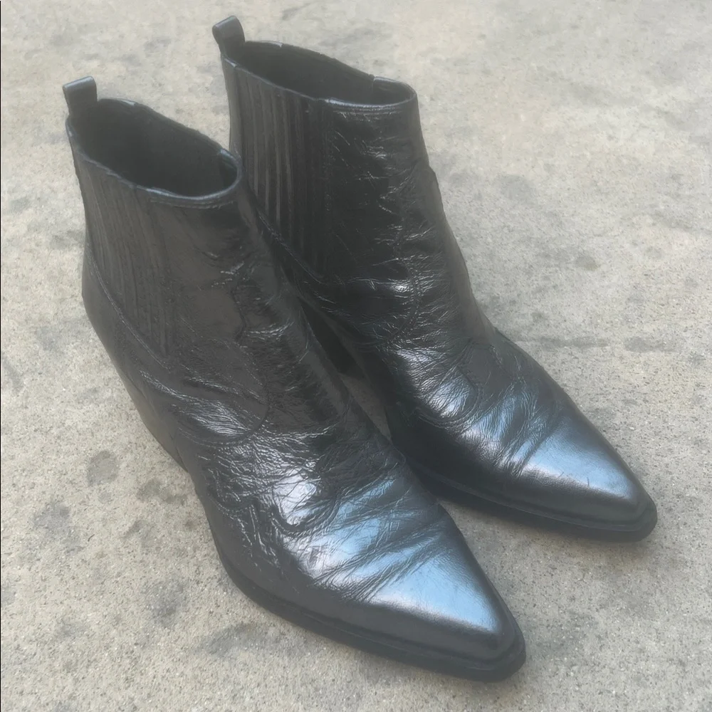 Sam Edelman Winona Shimey Metallic Weterm Ankle Cowgirl Bootie Size 7.5